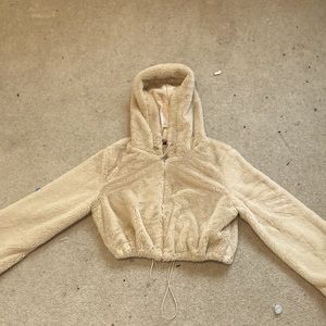 Large fuzzy cropped sweater